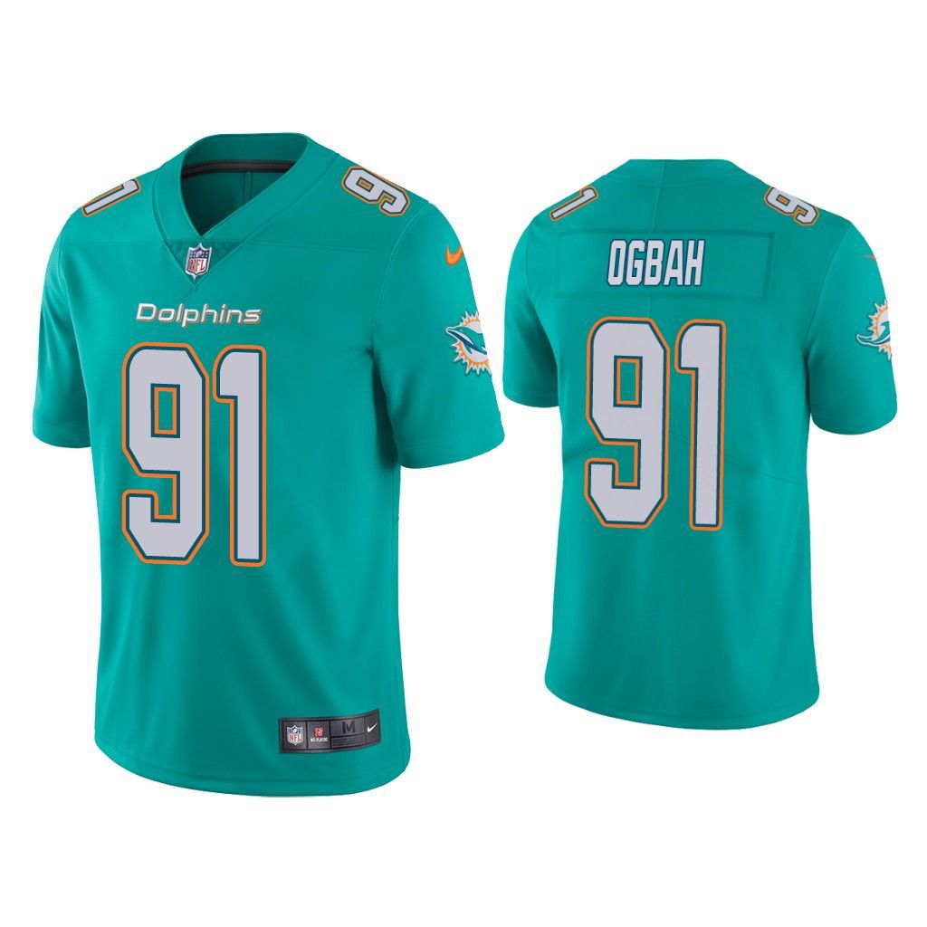 Men Miami Dolphins #91 Emmanuel Ogbah Nike Green Vapor Limited NFL Jersey